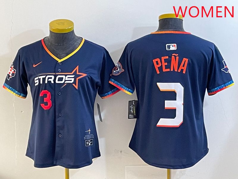 Women Houston Astros #3 Pena Drak Blue Fourth generation Joint Name 2025 Nike MLB Jersey style 3